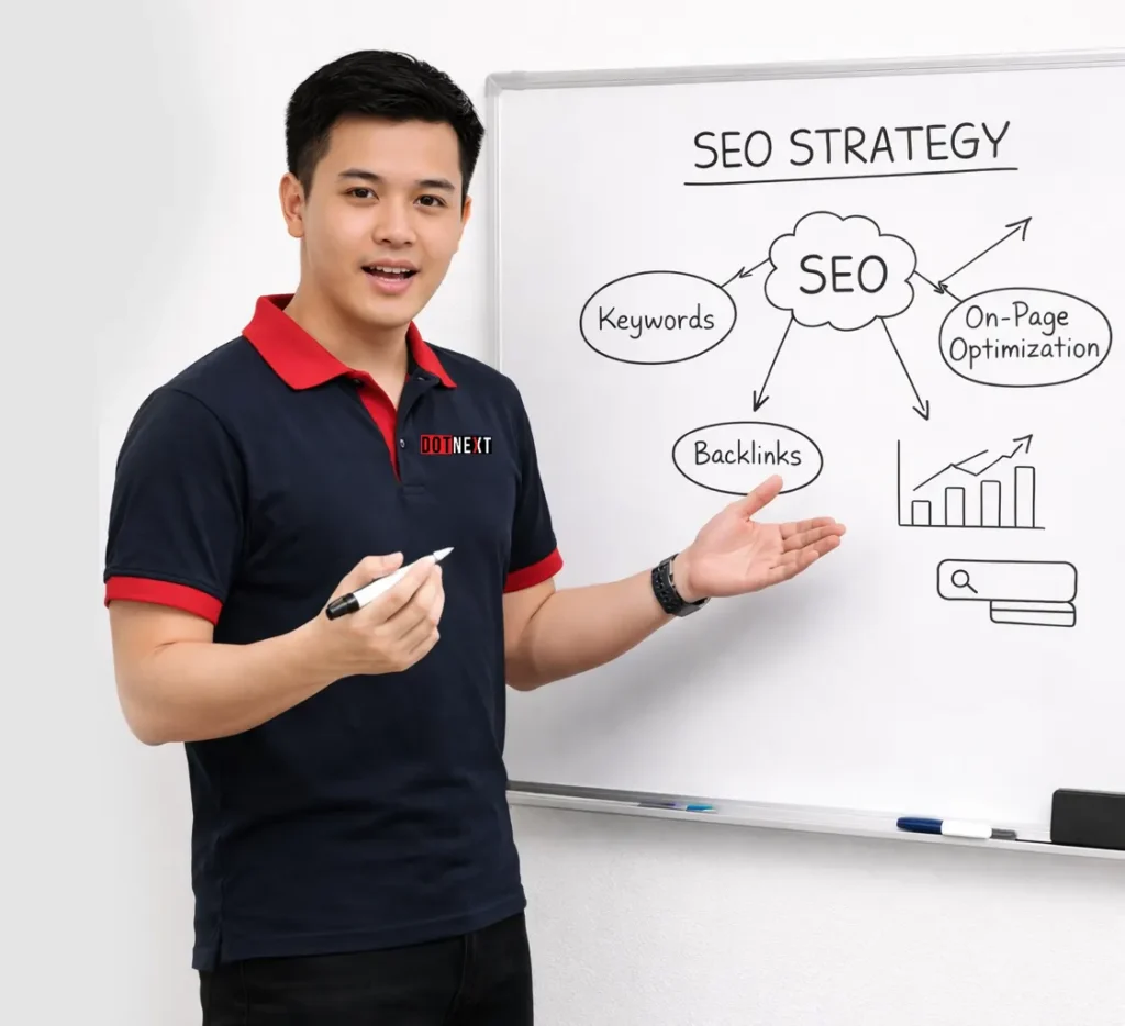 Ahli sedang menjelaskan Strategi SEO