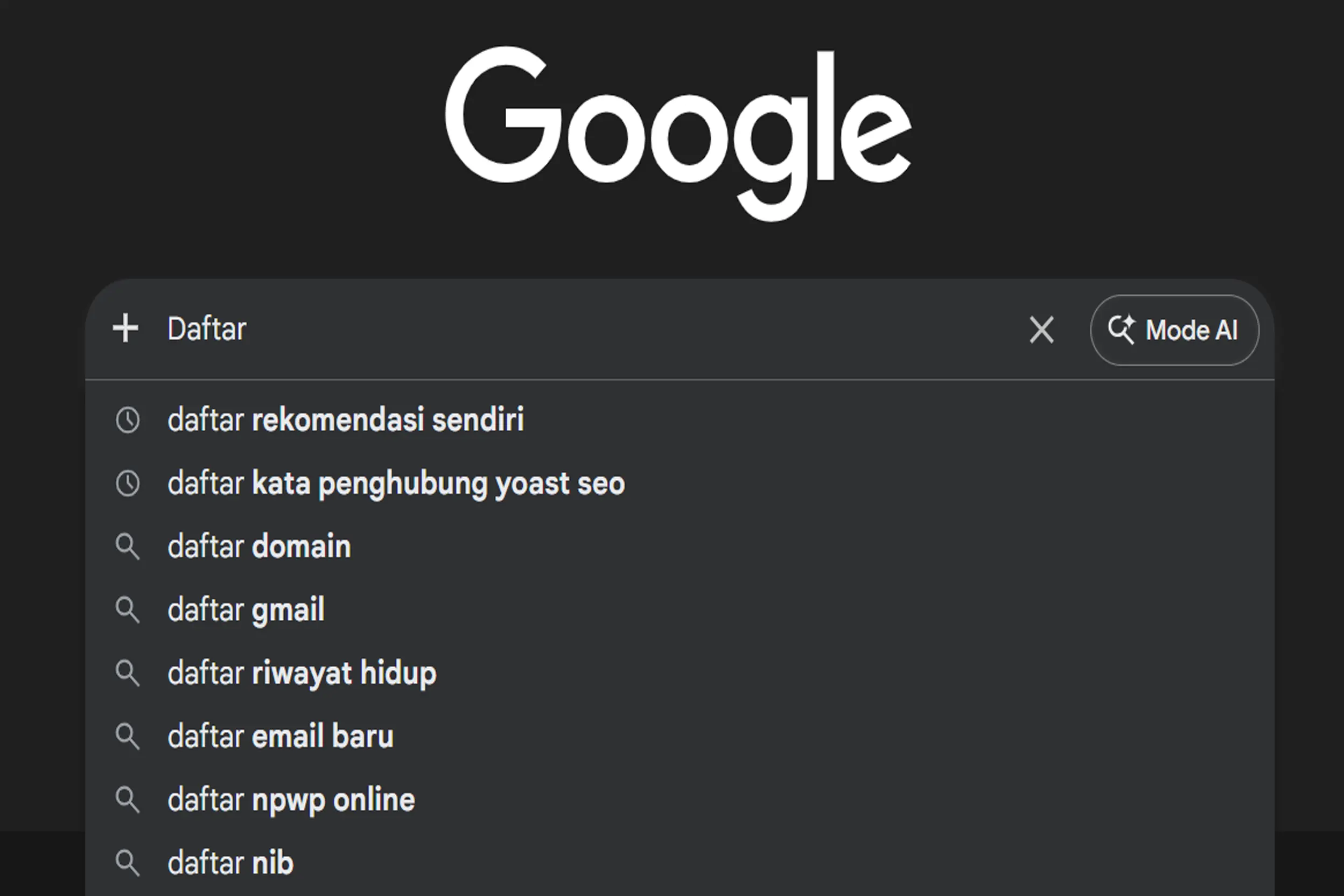 Daftar rekomendasi sendiri