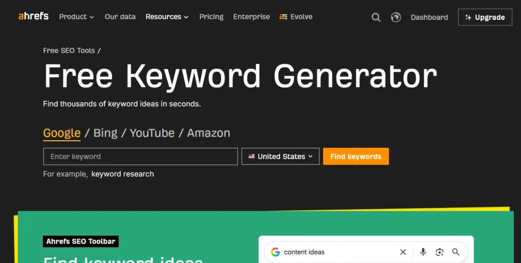 Ahrefs Keyword Generator gratis