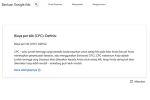 CPC atau Biaya Per klik