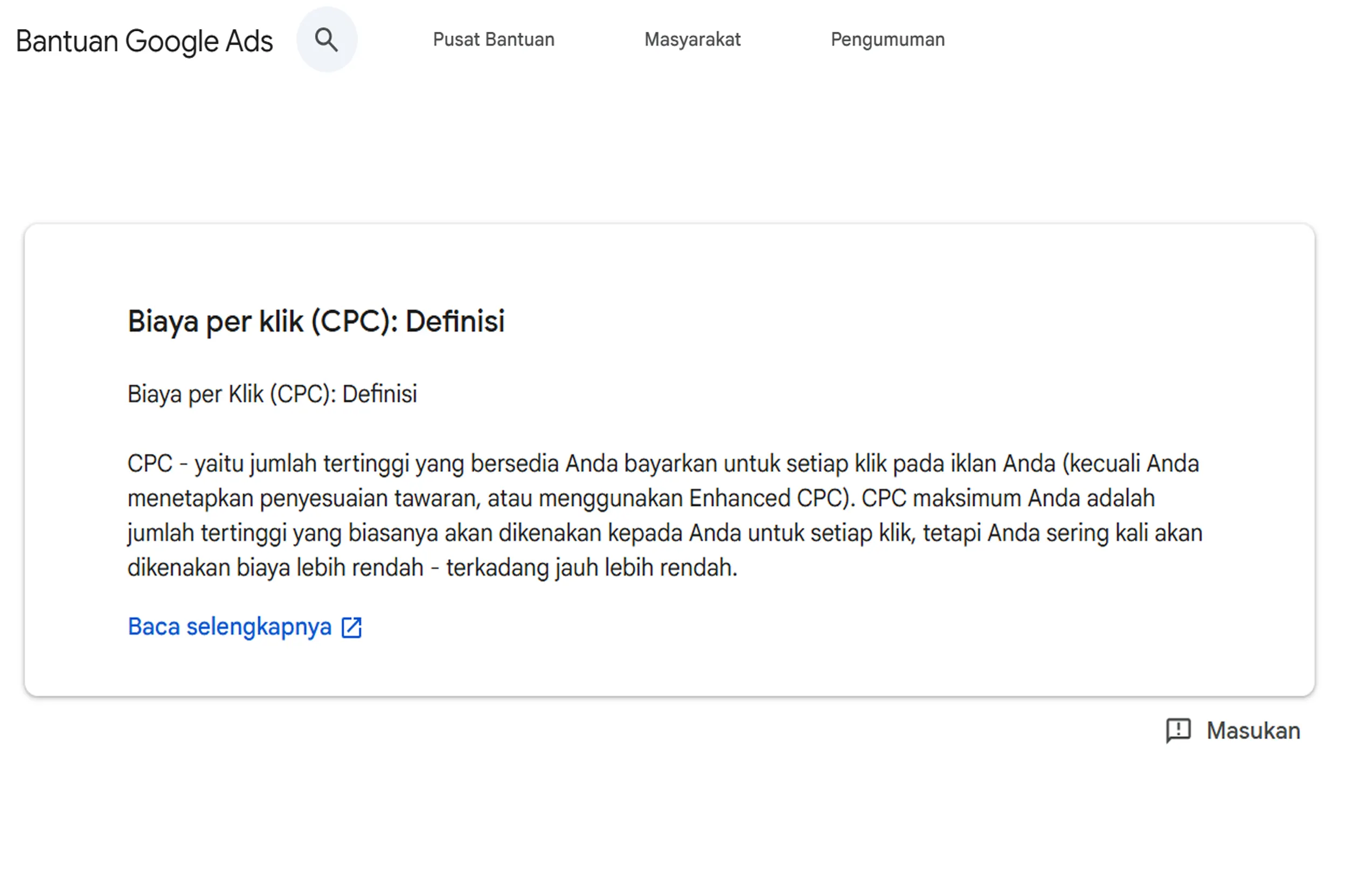 CPC atau Biaya Per klik