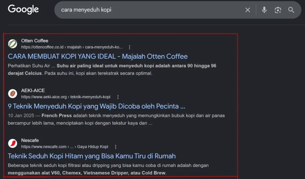 Memeriksa kompetitior di google SERP