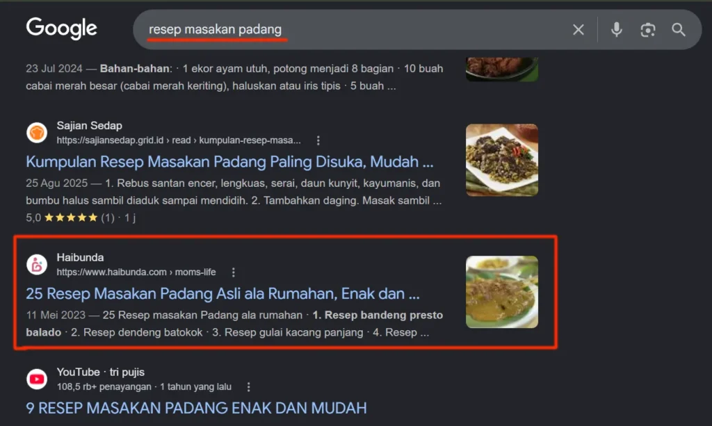 contoh pencarian kata kunci utama
