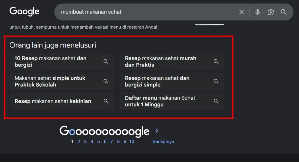 Menentukan Related Keyword dengan menggunakan fitur PASF dari Google