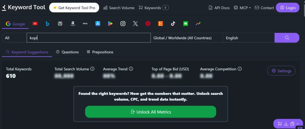 Keyword Tool IO