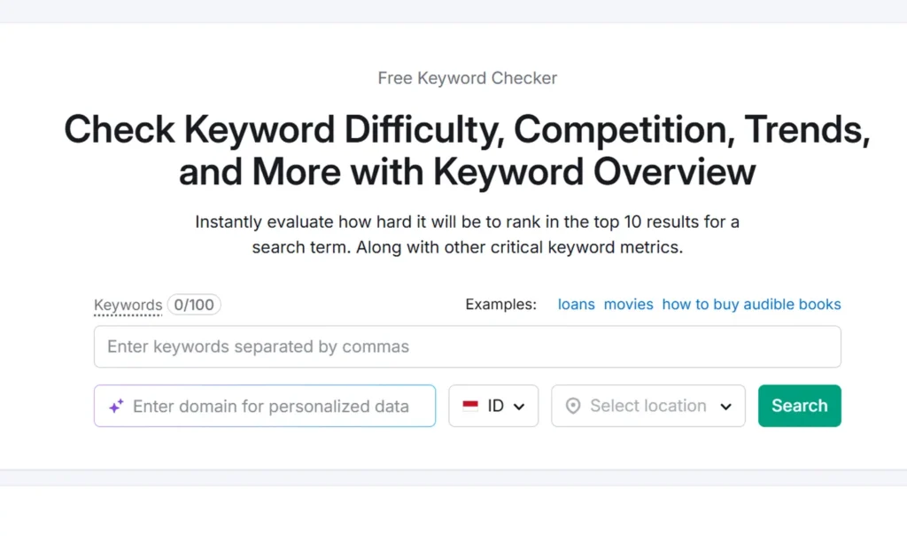 Semrush Keywords Overview gratis