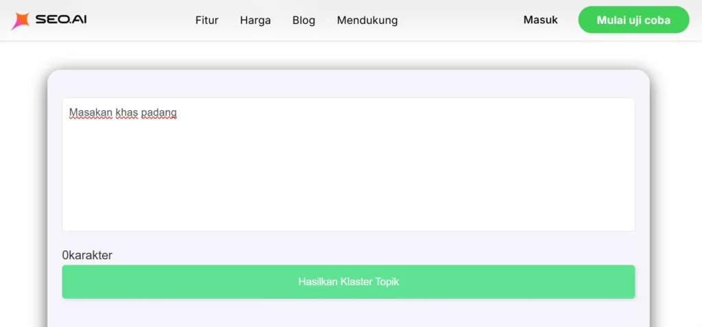 tools SEO Ai untuk menyusun topik klaster Related Keyword