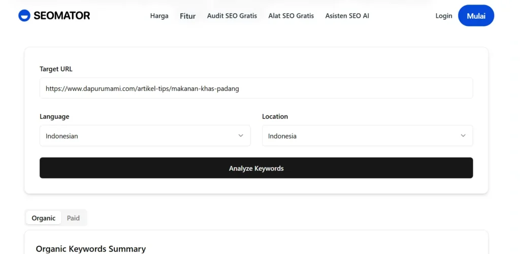 contoh menganalisa secondary keyword kompetitor